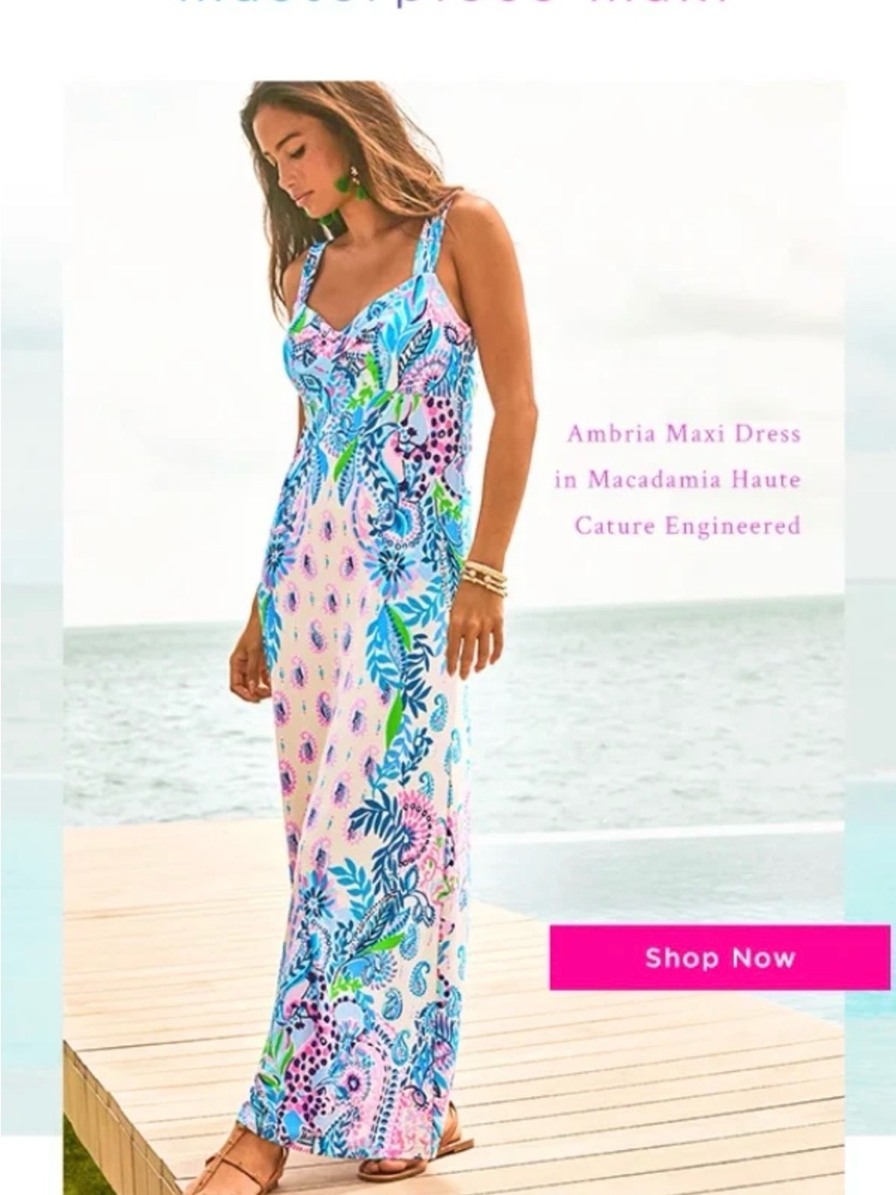 Lilly Pulitzer Macadamia Ambria Maxi Dress - Blue, Pink & Green Floral size 14